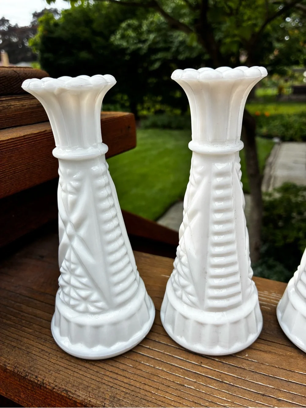 White Decorative Milk Glass Bud Vases )set of 4)